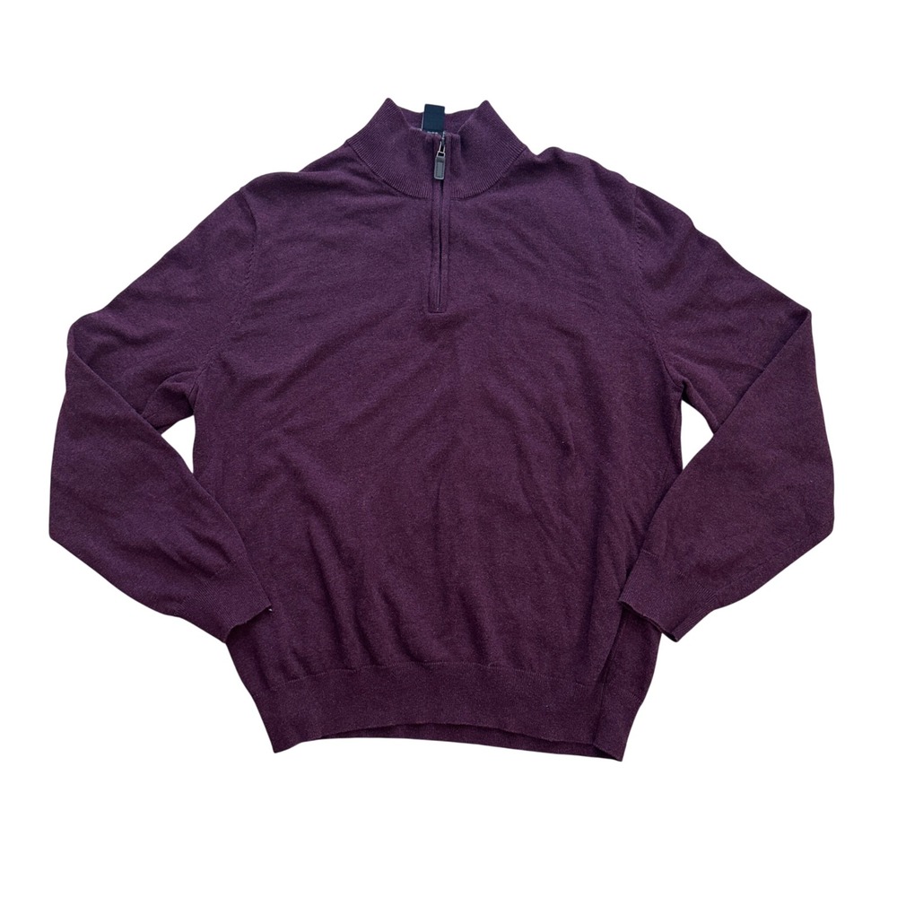 Jos A Bank Traveler Mens Large 1/4 Zip Pullover Sweater‎ Pima Cotton Burgundy